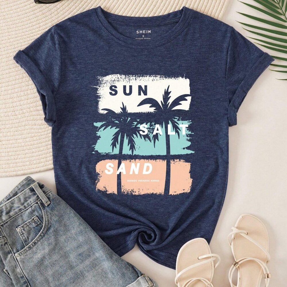 Beach - style Blue T - shirt, Enjoying Leisurely Summer Time